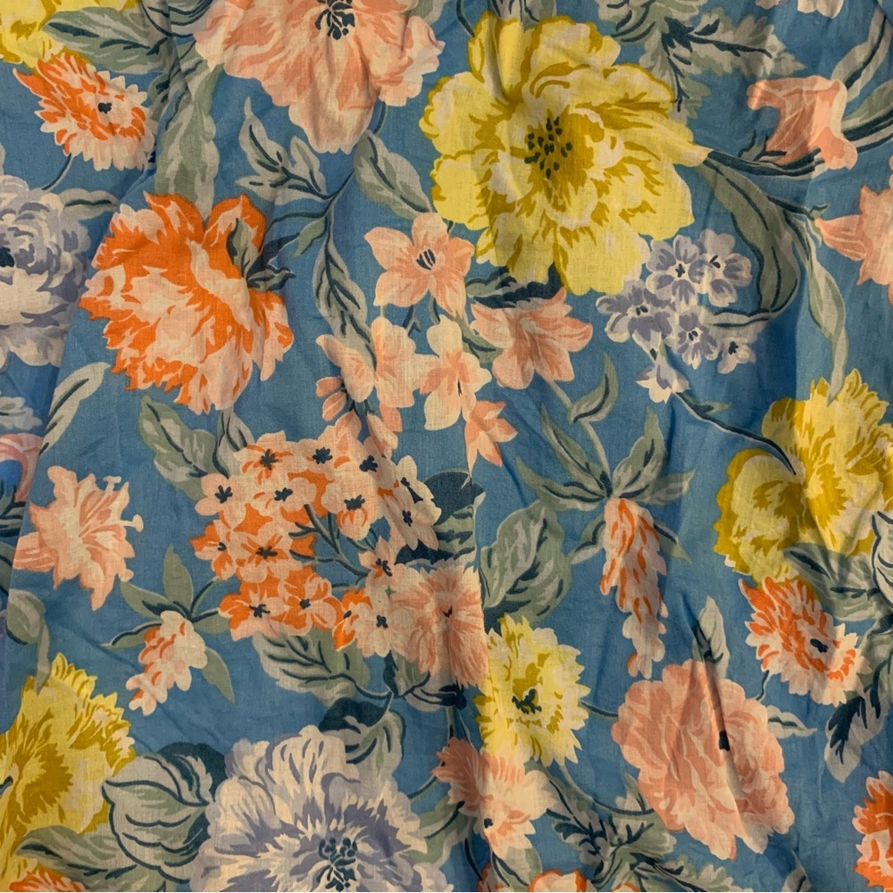 LOFT Blue Floral Ruffle Shell Blouse - Picture 2 of 3